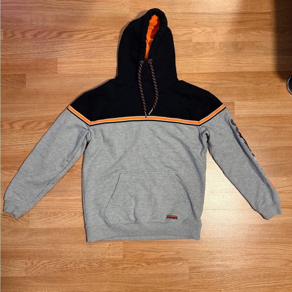 Superdry Black and Orange Hoodie